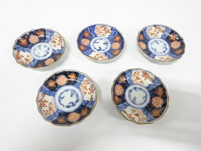 古伊万里　染付　色絵　小皿　5客